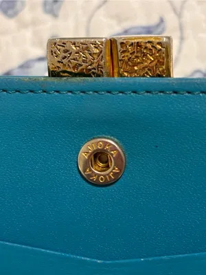 YSL Yves Saint Laurent Vintage Turquoise Blue Womens Wallet kiss-lock YSL logo thumbnail 16