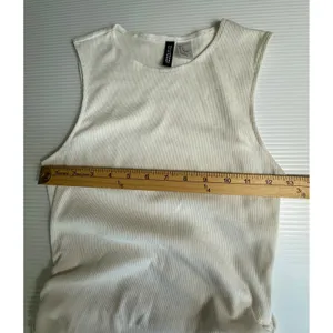 H&M Divided Sleeveless Ribbed Dress‎ Bodycon Ruched Drawstring Beige Small thumbnail 4
