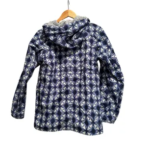 Duluth‎ Trading Co Women's Blue Geometric Hooded Grabreaker Rain Jacket Size XS thumbnail 2