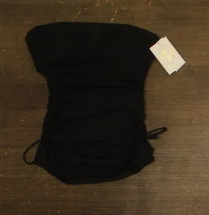 Becca Muse Bandeau Tankini Swim Top Mesh 733557 Black M thumbnail 1