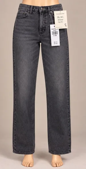 Abercrombie 90’s Skinny High Rise Jeans 27L Washed Black NWT thumbnail 1