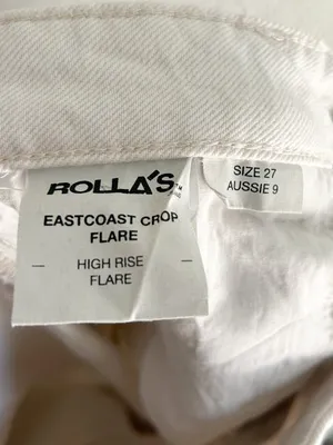 Rolla’s Eastcoast Crop Flare High Rise Salt Wash Sz 27 Off White thumbnail 7
