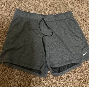 Nike Athletic Shorts Large Charcoal Gray Blue Dri Fit Elastic Waist Drawstring thumbnail 1