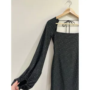 Lucy In The Sky Black Rhinestone‎ Puff Sleeve Bodycon Mini Dress Small thumbnail 4