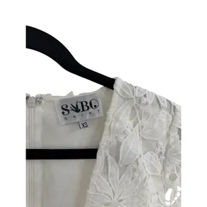 Sabo Skirt White‎ Floral Lace Plunge Neck Romper Bridal Bachelorette Size XS thumbnail 8