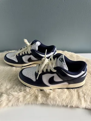 Nike Women’s Dunk Low Premium Vintage Navy White Sneakers thumbnail 4