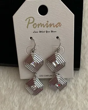 Pomina Silver Hexagon Drop Earrings thumbnail 1