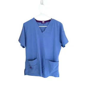 Carhartt Force Womens Scrub Top Medium Blue Short Sleeve V-Neck With Pockets thumbnail 5