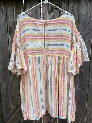 Like New Free People Summer Nights Dress / Top Multi Stripe Oversized Medium thumbnail 11