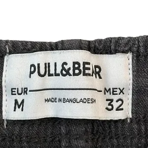 Pull & Bear Charcoal Cotton Side Pockets Elastic Drawstring Unisex Short Pants M thumbnail 4