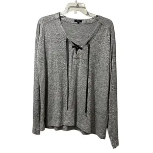 RAILS Leigh V-neck Velvet-ties Long-sleeve Top In Melange Gray Size Large Soft!‎ thumbnail 3