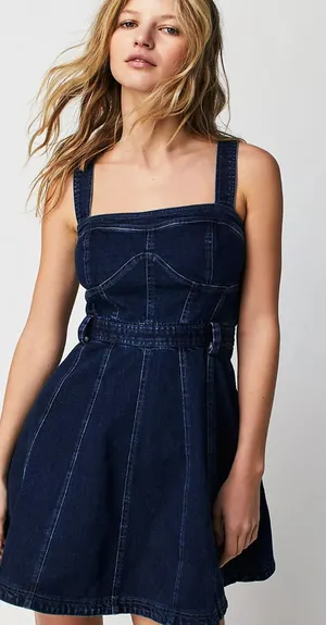 Free People | Margot Denim Mini Dress, Small thumbnail 1