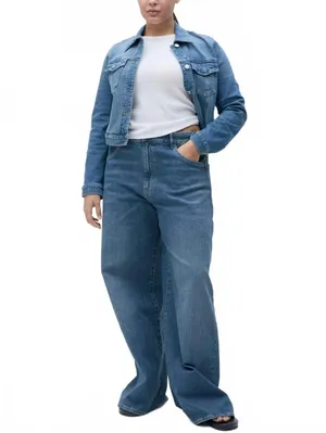 Mango High-Waisted WideLeg Jeans NWT Elise Medium Blue Size 14 (EUR 46) thumbnail 4