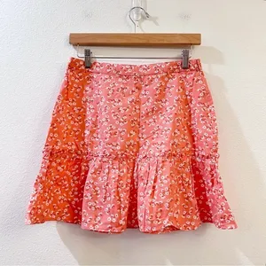 Billabong x Salty Blonde Upside Pink Floral Print Ruffle Linen Mini Skirt‎ thumbnail 4