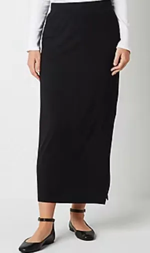 Liz Claiborne Soft Jersey Stretch Mid Rise Maxi Skirt (Sz XL) Black thumbnail 1