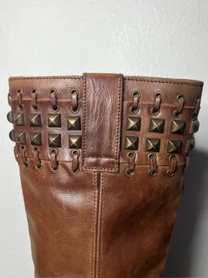 Sendra 9177 Brown Leather Studded Pull On Tall Riding Boots Size 7.5 thumbnail 6