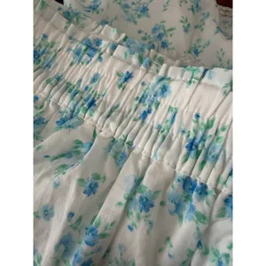 Altard State Willa Floral Lace Trim Tiered Smocked Shorts Ivory Blue XL‎ New thumbnail 3