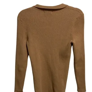 Maeve by Anthropologie Ribbed Knit‎ Polo Sweater Camel Long Sleeve Buttons Small thumbnail 5