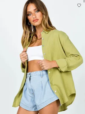 Princess Polly Mahalia Shirt Green thumbnail 2