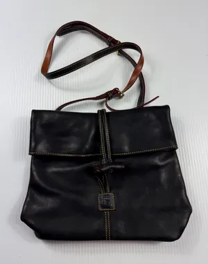Dooney Bourke Leather Crossbody Bag Flap Top‎ Black Designer Purse thumbnail 1