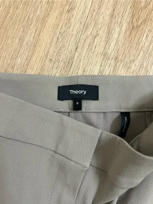 Theory Taupe Cropped Straight-Leg Pants thumbnail 6