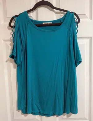 August Silk Women's Short Sleeve Shirt ~ Size L thumbnail 1