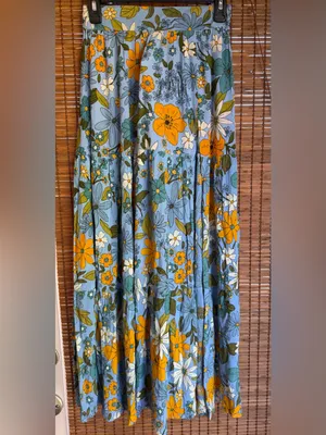 NWT Angie Blue Floral High Slit Tiered Maxi Skirt Boho Size Small thumbnail 2