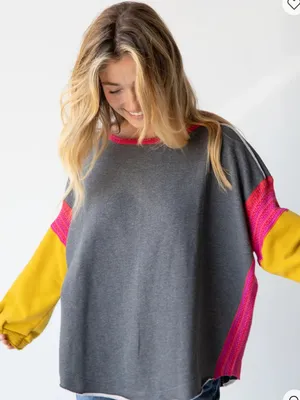 Natural life knit trim sweatshirt thumbnail 1