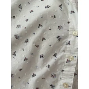 Gilly Hicks Sleep Pajama Top Large White Floral Swiss Dot 100% Cotton Button thumbnail 7