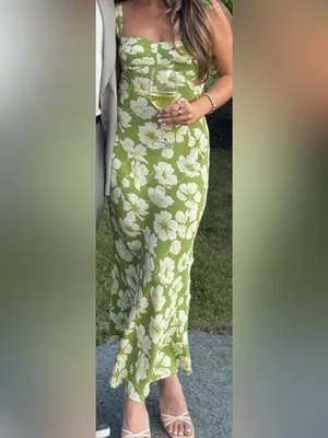 NEW REFORMATION Yale green floral lovebird sleeveless maxi dress sz 4 thumbnail 2