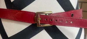 Justin Boots Women's 34 Red Leather Belt Skinny Top Grain Cowhide USA Western thumbnail 1