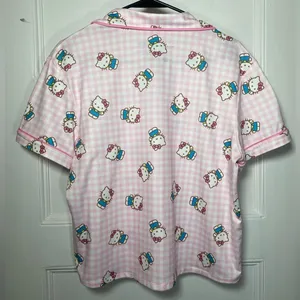 | Checkered Hello Kitty Print Button Down Pajama Top Medium thumbnail 8