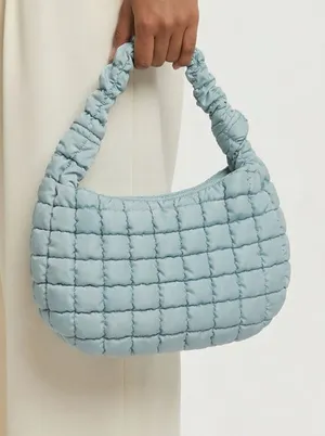 Urban Expression Baby Blue Quilted Puffer Hobo Bag thumbnail 1