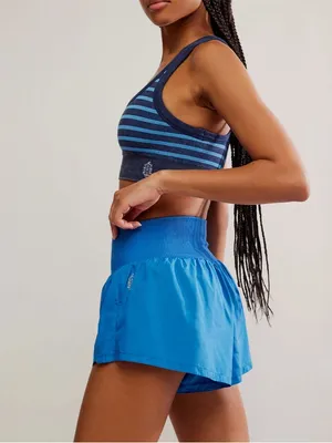 NEW! Free People FP Movement L CARPE DIEM Blueberry Athletic Shorts Periwinkle thumbnail 8