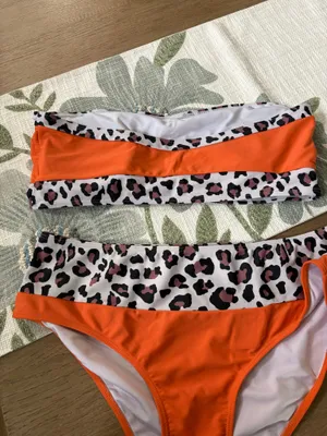 Orange & animal print size XL two piece bathing suit thumbnail 4