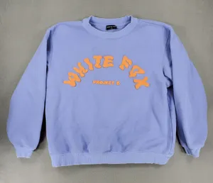 White Fox Sweatshirt Women S/M‎ Blue Purple Project 5 Puff Print Crewneck thumbnail 1