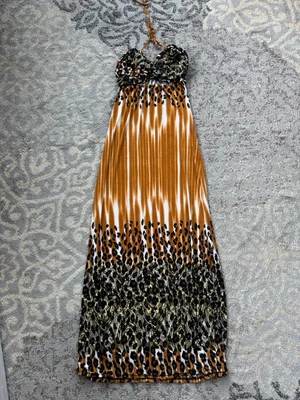 Chesley Y2K Halter Leopard Paisley Print Maxi Dress Small thumbnail 4