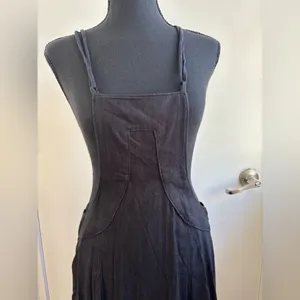 Anthropologie NEW WITH TAGS Cotton Bib‎ Overall Midi Dress 8 boho minimalist thumbnail 4