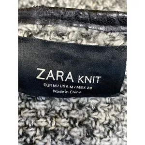 Zara Women's Marled Gray Wool Knit Long Sleeve Cardigan Sweater Coat Jacket Sz M thumbnail 6
