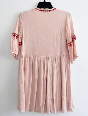 Embroidered Bohemian Tassel Baby Doll Dress thumbnail 2