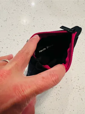 HAUTE SHORE Black Camo Coin Pouch with Pink Stripe Keyring thumbnail 3