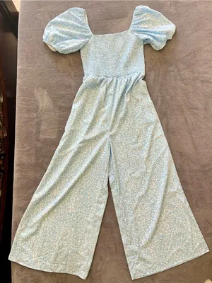 Blue Floral Puff-Sleeve Jumpsuit thumbnail 2