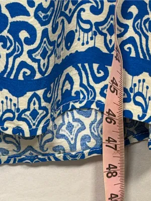 Entro Shirt Dress Women Size S Blue White Ikat Print Midi Side Pockets thumbnail 8