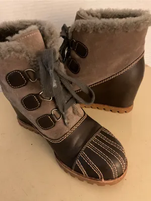 UGG women brown suede leather platform wedge Alasdair boots US 6.5 thumbnail 9