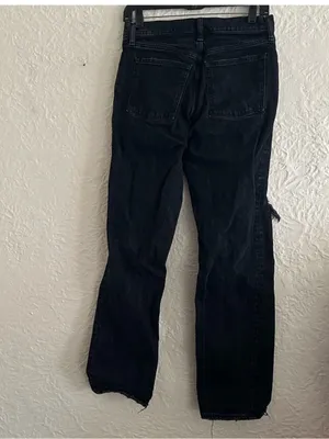 Abercrombie and Fitch the 90s Straight Low Rise Black Ripped Knees Jeans 27 4 thumbnail 4