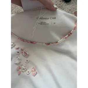 Floral 3D Applique Top Long Sleeve Cream Cotton Cottagecore Coquette Coldwater M thumbnail 4