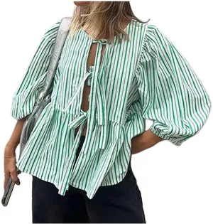 Amazon Babydoll Tie Front Top thumbnail 1