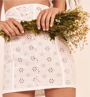 For Love and Lemons White Unlined Sophie Eyelet Skirt Mini Small Bachelorette thumbnail 1