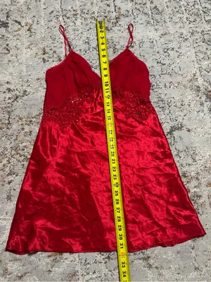 Victoria's Secret Gold Label vintage red satin slip dress size Medium thumbnail 5