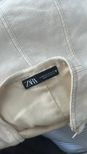 ZARA White Linen Midi Dress thumbnail 3
